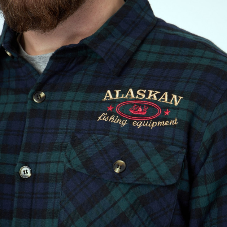 Рубашка Alaskan с мех. подкл. синяя клетка   S